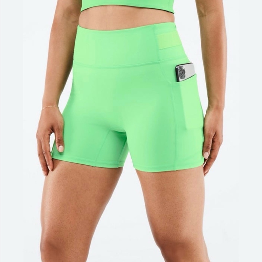 Fabletics Neon Green Bike Shorts - size M NWOT